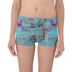 Retro Hippie Abstract Floral Blue Violet Boyleg Bikini Bottoms by CrypticFragmentsDesign