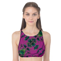 Modern Floral Collage Print Pattern Tank Bikini Top by dflcprintsclothing