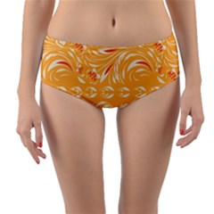 Orange Pattern Reversible Mid-waist Bikini Bottoms by Eskimos