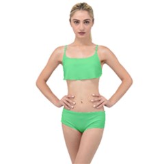 Algae Green Layered Top Bikini Set by FabChoice