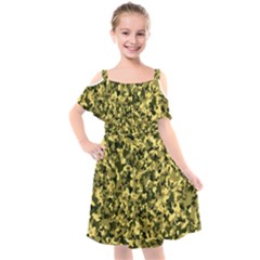 Camouflage Sand  Kids  Cut Out Shoulders Chiffon Dress by JustToWear