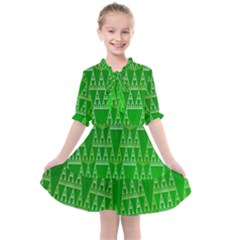 Green Triangles Kids  All Frills Chiffon Dress by JustToWear