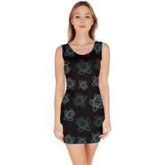 Blue Turtles On Black Bodycon Dress by contemporary