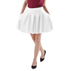 Color White A-line Pocket Skirt