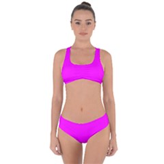 Color Fuchsia / Magenta Criss Cross Bikini Set by Kultjers