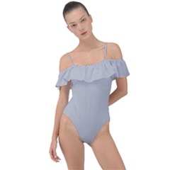 Color Silver Frill Detail One Piece Swimsuit by Kultjers