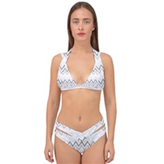 Chevrons Gris/blanc Double Strap Halter Bikini Set by kcreatif