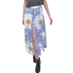 Chamomile Flowers Velour Split Maxi Skirt by goljakoff