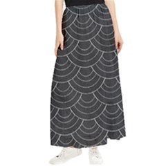 Black Sashiko Pattern Maxi Chiffon Skirt by goljakoff