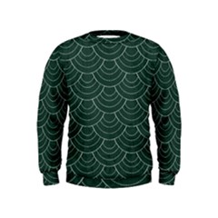 Green Sashiko Pattern Kids  Sweatshirt by goljakoff