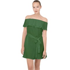 Basil Green Off Shoulder Chiffon Dress by FabChoice