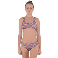 Groovy Floral Pattern Criss Cross Bikini Set by designsbymallika