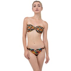 Multicolor Geometric Pattern Classic Bandeau Bikini Set by designsbymallika