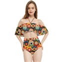 Multicolor Geometric Pattern Halter Flowy Bikini Set  View1