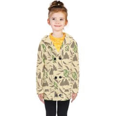Folk Floral Pattern  Flowers Print  Kids  Double Breasted Button Coat by Eskimos