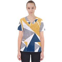 Pattern Abstrait Effet Bleu/jaune Women s V-neck Scrub Top by kcreatif
