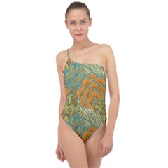 Orange Flowers Classic One Shoulder Swimsuit by goljakoff