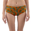 Orange flowers Reversible Mid-Waist Bikini Bottoms View1