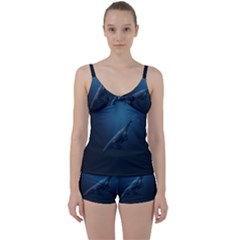 Blue Whales Tie Front Two Piece Tankini by goljakoff