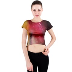 Red And Yellow Drops Crew Neck Crop Top by goljakoff