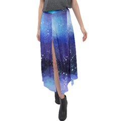 Blue Paint Velour Split Maxi Skirt by goljakoff