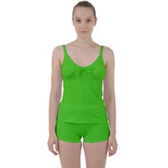 Bright Green Tie Front Two Piece Tankini by FabChoice