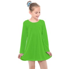 Bright Green Kids  Long Sleeve Dress by FabChoice