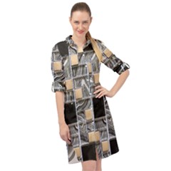 Tiles Cbdoilprincess Db646b3e-83c5-4712-9f61-f4c31fb30546 Long Sleeve Mini Shirt Dress by CBDOilPrincess1
