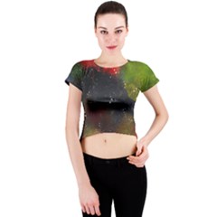 Abstract Paint Drops Crew Neck Crop Top by goljakoff