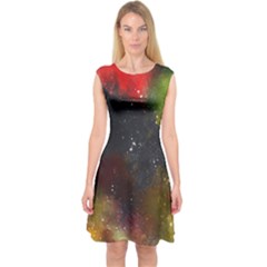Abstract Paint Drops Capsleeve Midi Dress by goljakoff