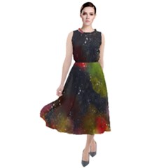 Abstract Paint Drops Round Neck Boho Dress by goljakoff