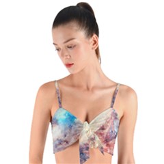 Abstract Galaxy Paint Woven Tie Front Bralet by goljakoff