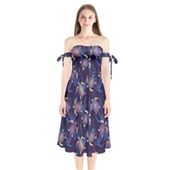 Turtles Swim In The Water Among The Plants Shoulder Tie Bardot Midi Dress by SychEva