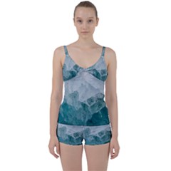 Green Blue Sea Tie Front Two Piece Tankini by goljakoff