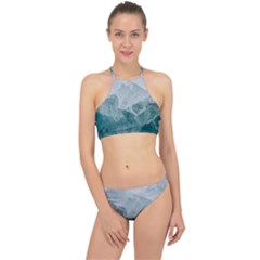 Green Blue Sea Racer Front Bikini Set by goljakoff