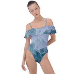 Green Blue Sea Frill Detail One Piece Swimsuit by goljakoff