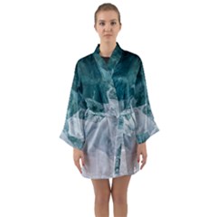 Blue Sea Long Sleeve Satin Kimono by goljakoff