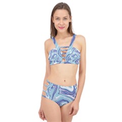 Blue Vivid Marble Pattern 9 Cage Up Bikini Set by goljakoff