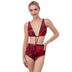 Red Vivid Marble Pattern 15 Tied Up Two Piece Swimsuit by goljakoff