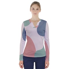 Abstract Shapes  V-neck Long Sleeve Top by Sobalvarro