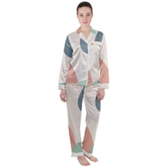 Abstract Shapes  Satin Long Sleeve Pajamas Set by Sobalvarro