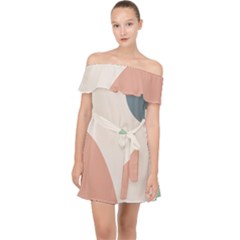 Abstract Shapes  Off Shoulder Chiffon Dress by Sobalvarro