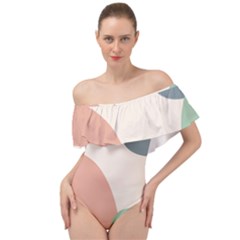 Abstract Shapes  Off Shoulder Velour Bodysuit  by Sobalvarro