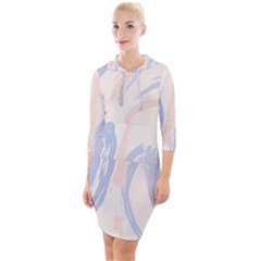 Marble Stains  Quarter Sleeve Hood Bodycon Dress by Sobalvarro