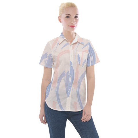 Marble Stains  Women s Short Sleeve Pocket Shirt by Sobalvarro