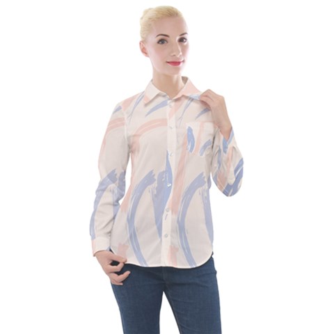 Marble Stains  Women s Long Sleeve Pocket Shirt by Sobalvarro