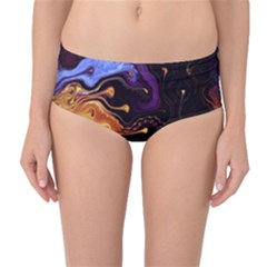 Nebula Starry Night Skies Abstract Art Mid-waist Bikini Bottoms by CrypticFragmentsDesign
