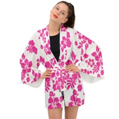 Hibiscus Pattern Pink Long Sleeve Kimono by GrowBasket