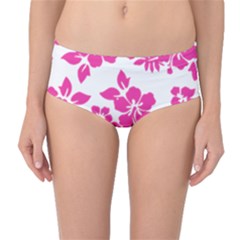 Hibiscus Pattern Pink Mid-waist Bikini Bottoms by GrowBasket