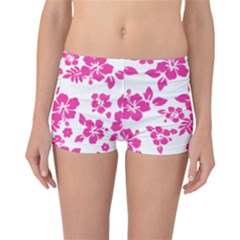 Hibiscus Pattern Pink Reversible Boyleg Bikini Bottoms by GrowBasket